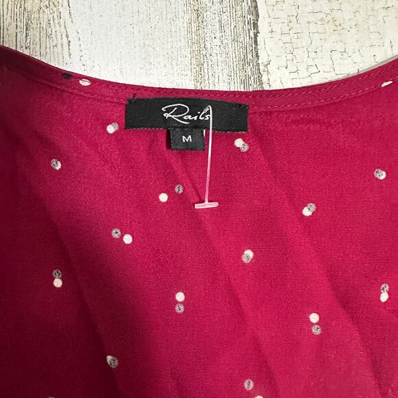 Rails Aimee Dress M | Rouge Offset Dot | Ruffle Hem | 100% Rayon | MSRP: $208 - Picture 5 of 11